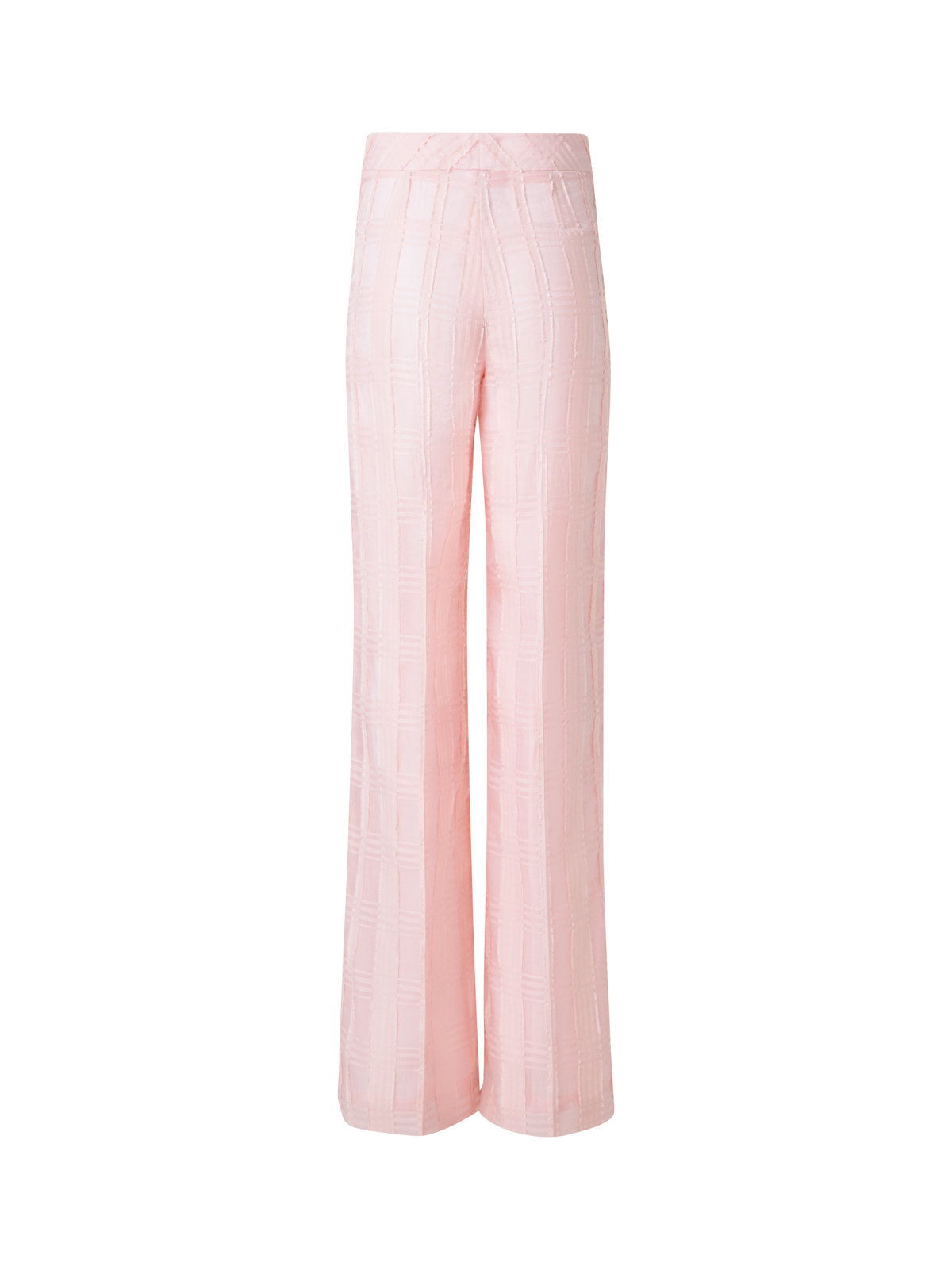 Designer Straight Wide Cotton Plaid Pants - pastel - pink