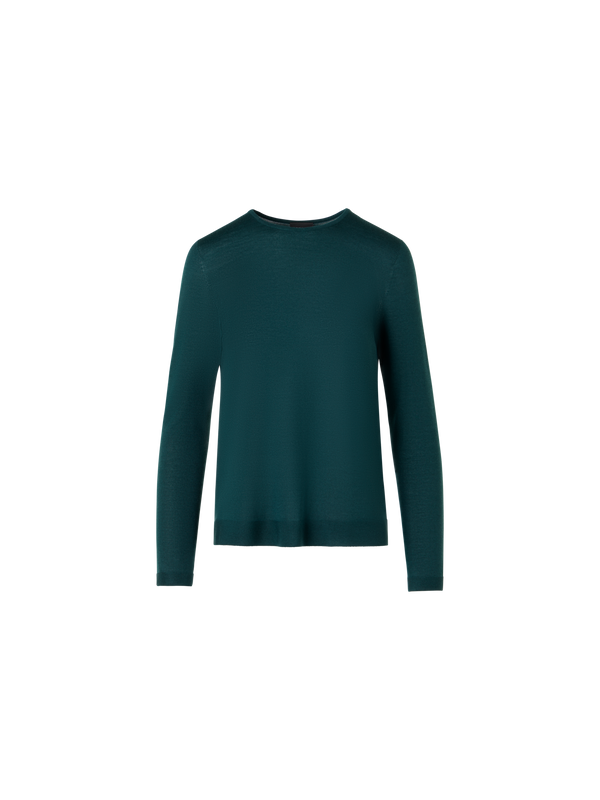 Designer Seamless Crew Neck Sweater in Cashmere Silk - green