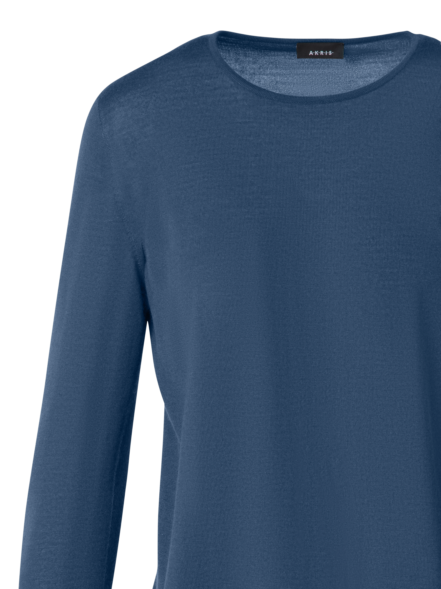 Designer Seamless Crew Neck Sweater in Cashmere Silk - blue