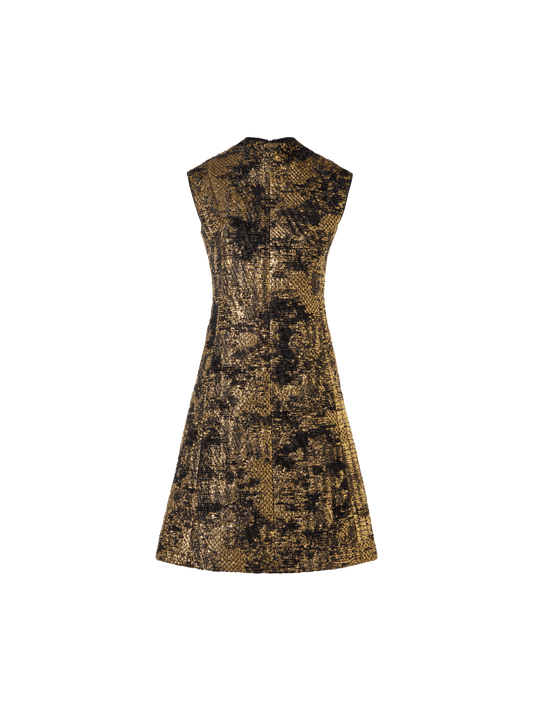 Designer Mini Dress in Fragmented Jacquard - multicolor - black - gold