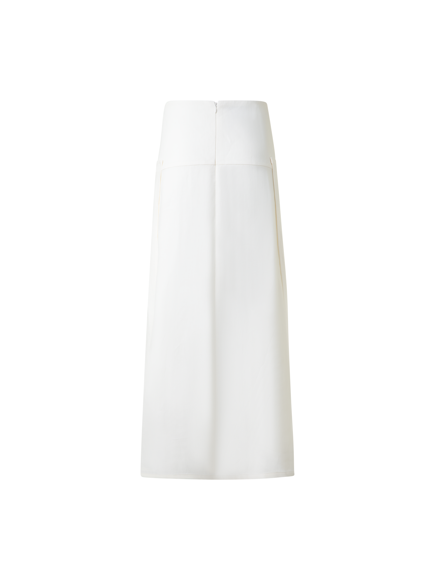 Designer Pleated Midi Skirt in Linen Wool Blend - neutral - ecru - white
