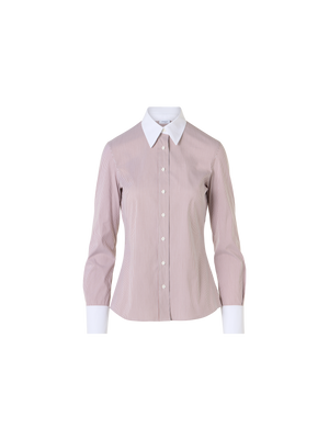 Designer Microstripe Stretch Cotton Poplin Blouse - multicolor