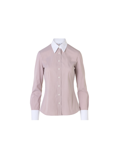 Designer Microstripe Stretch Cotton Poplin Blouse - multicolor