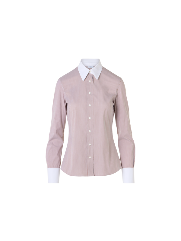 Designer Microstripe Stretch Cotton Poplin Blouse - multicolor