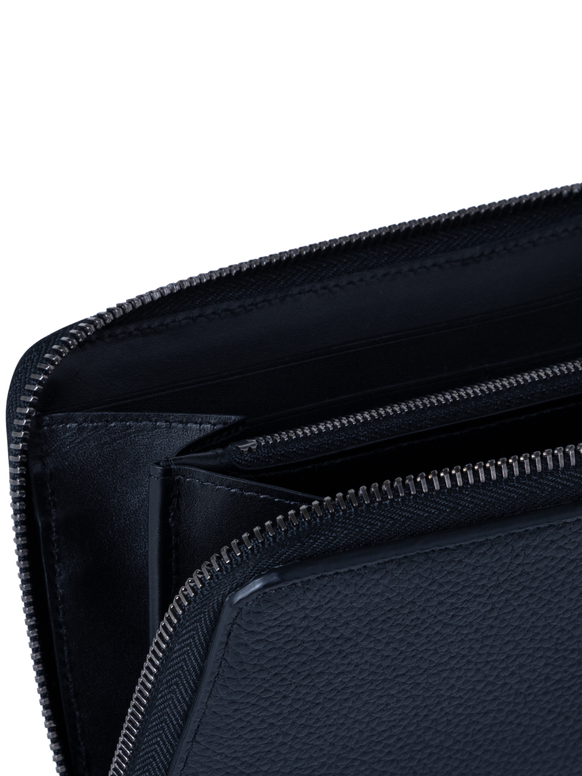Designer Long Zip Around Wallet in Leather - navy - blue