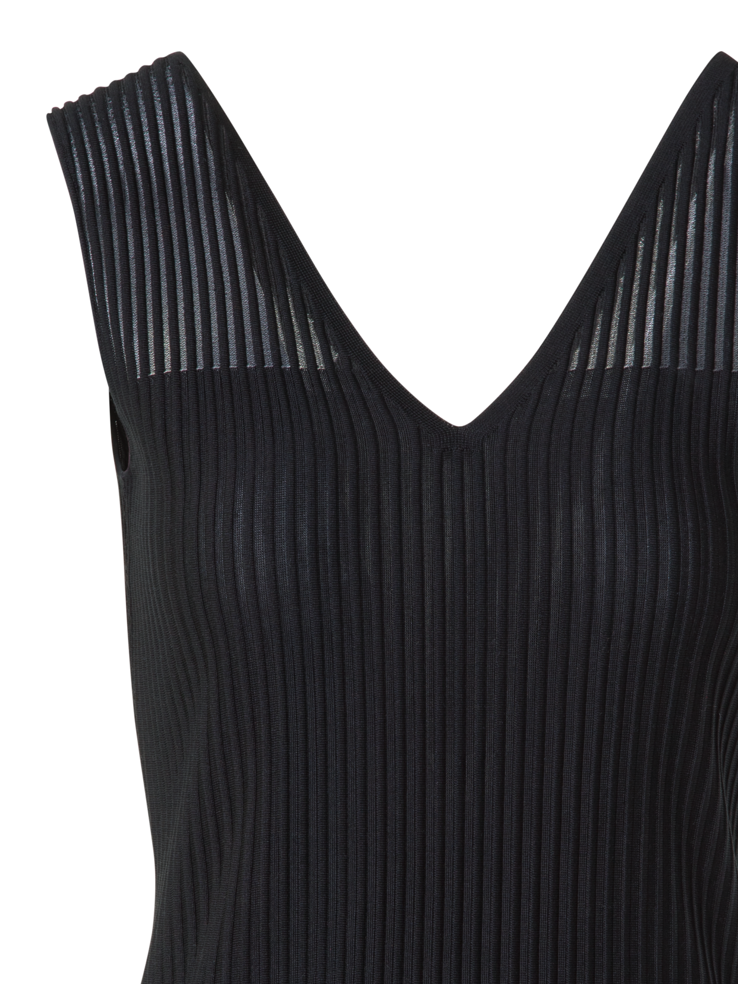 Designer Sleeveless Silk Cotton Top with Sheer Shoulder - black - neutral