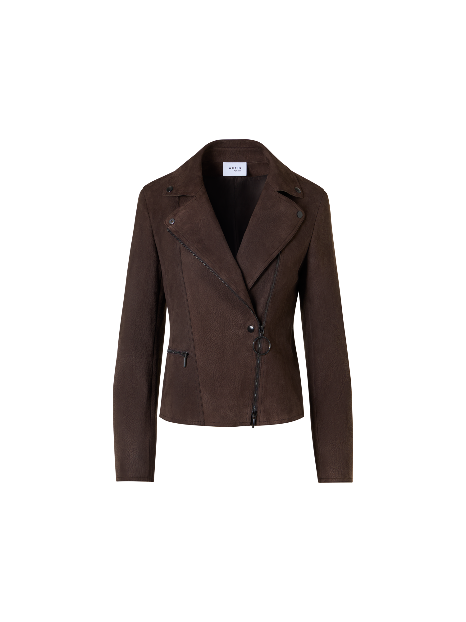 Designer Short Motorbike Jacket in Lamb Suede - brown