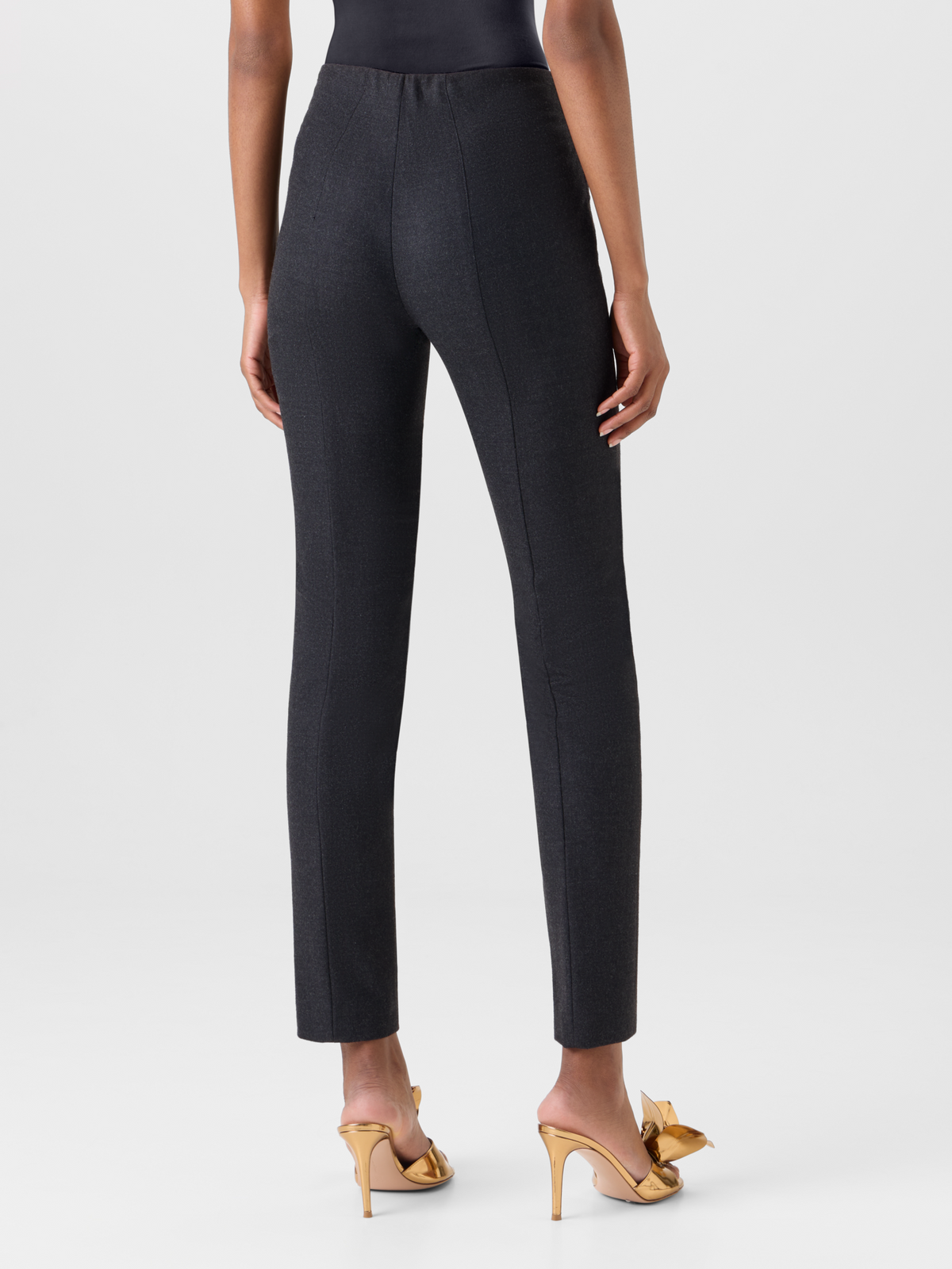 Designer Slim Leg Wool Flannel Pants - grey #editorial