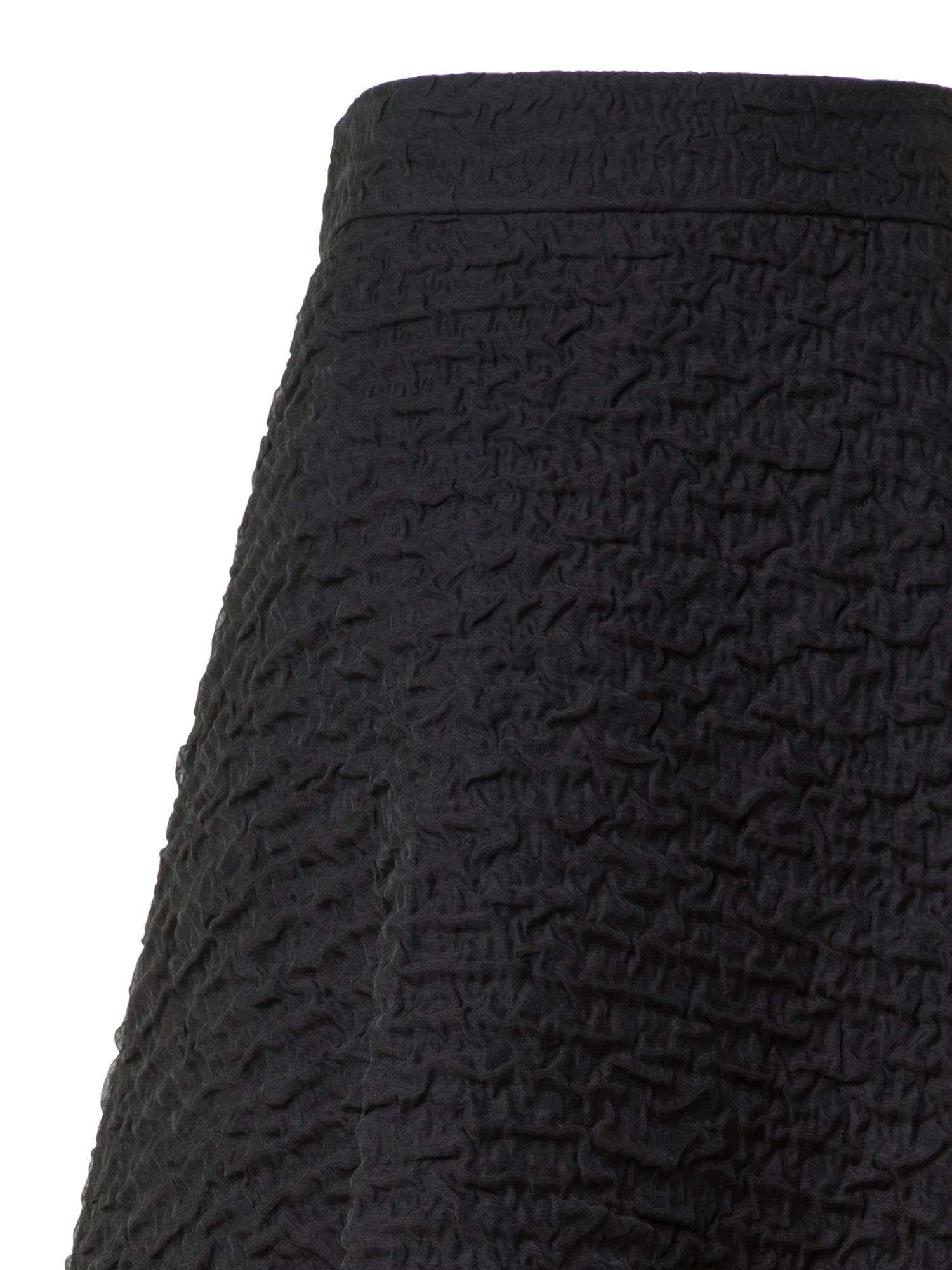 Designer Flared Midi Skirt with 3D Bubble Organza - black - neutral