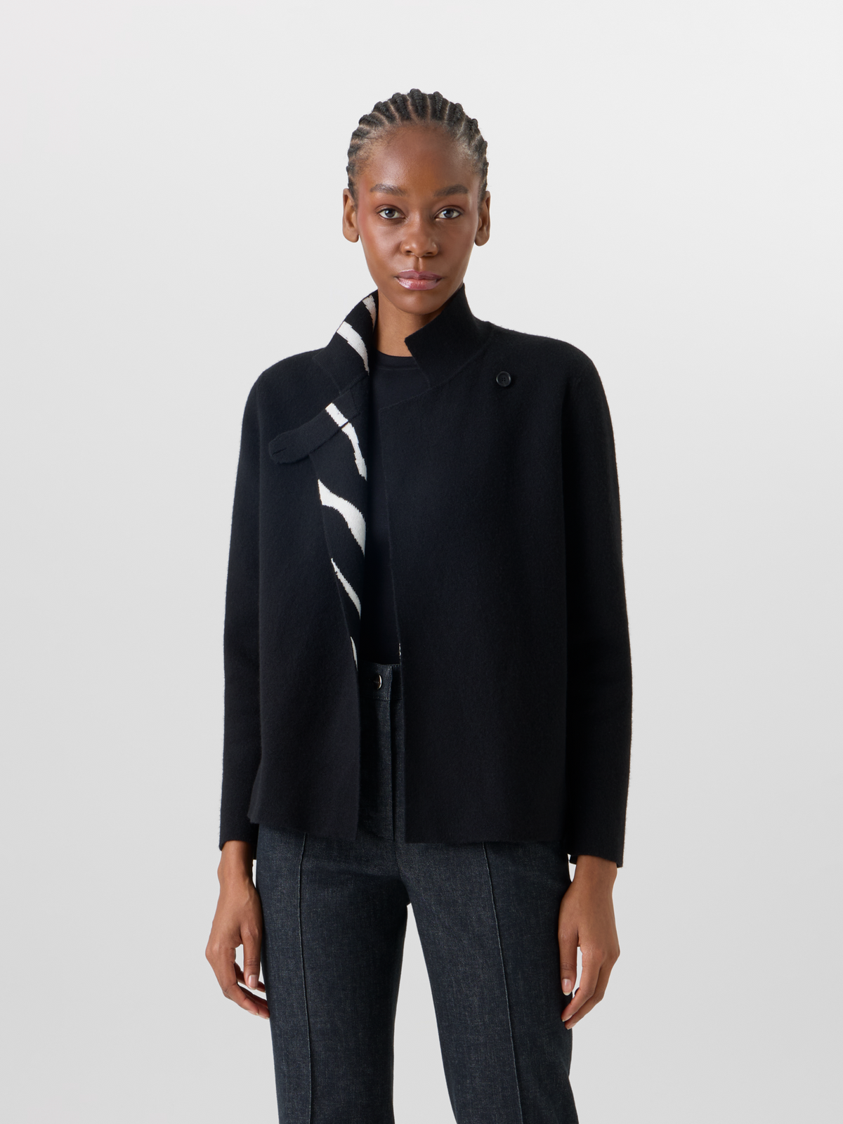 Designer Cashmere Double-Face Knit Cardigan - black #editorial