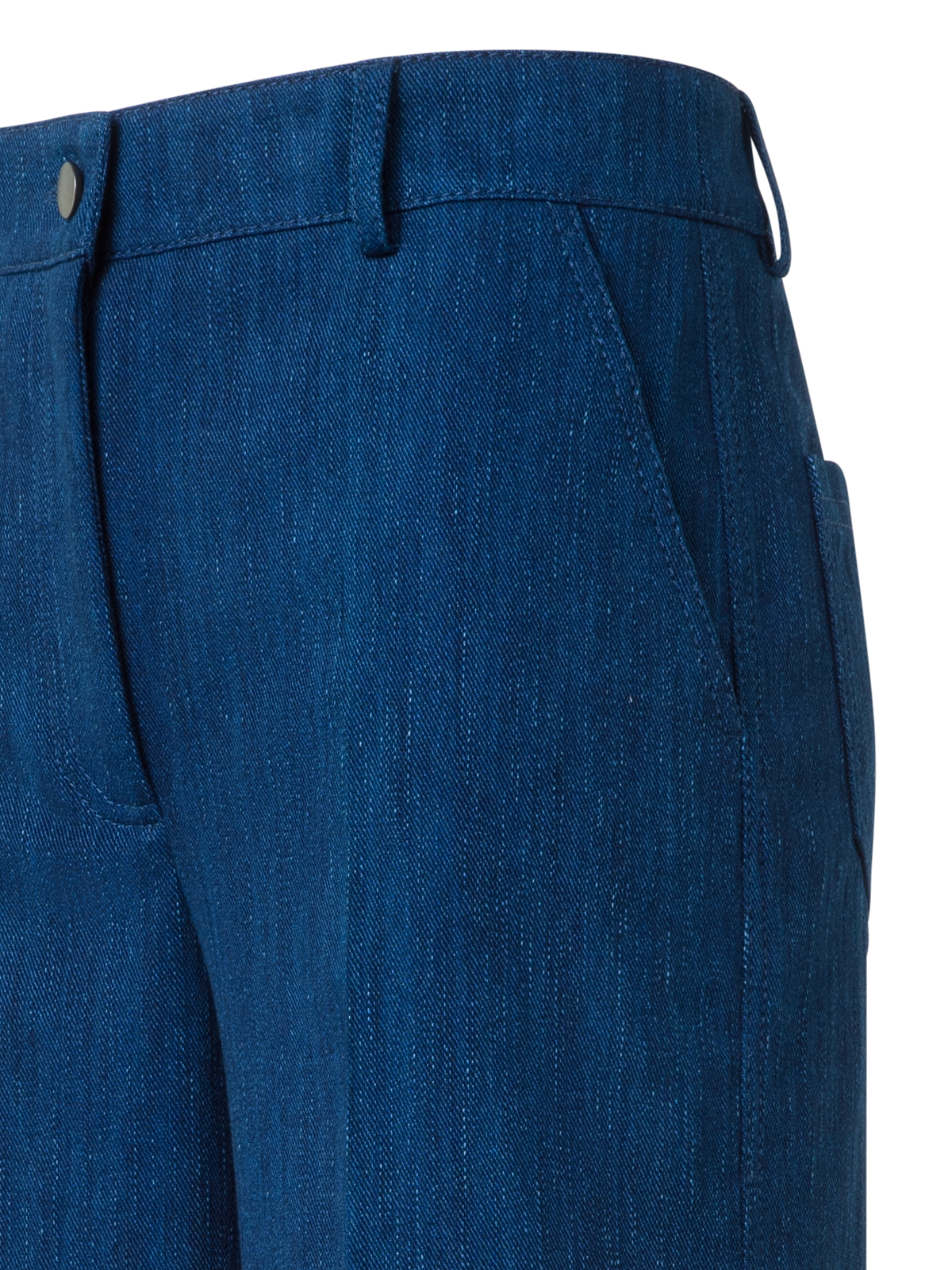 Designer Cropped Wide Cotton Denim Pants - blue