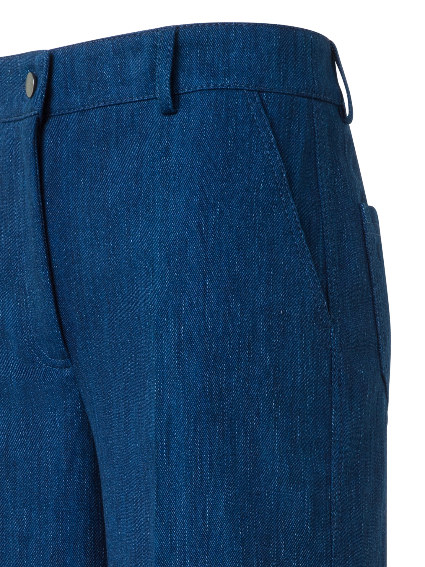 Designer Cropped Wide Cotton Denim Pants - blue