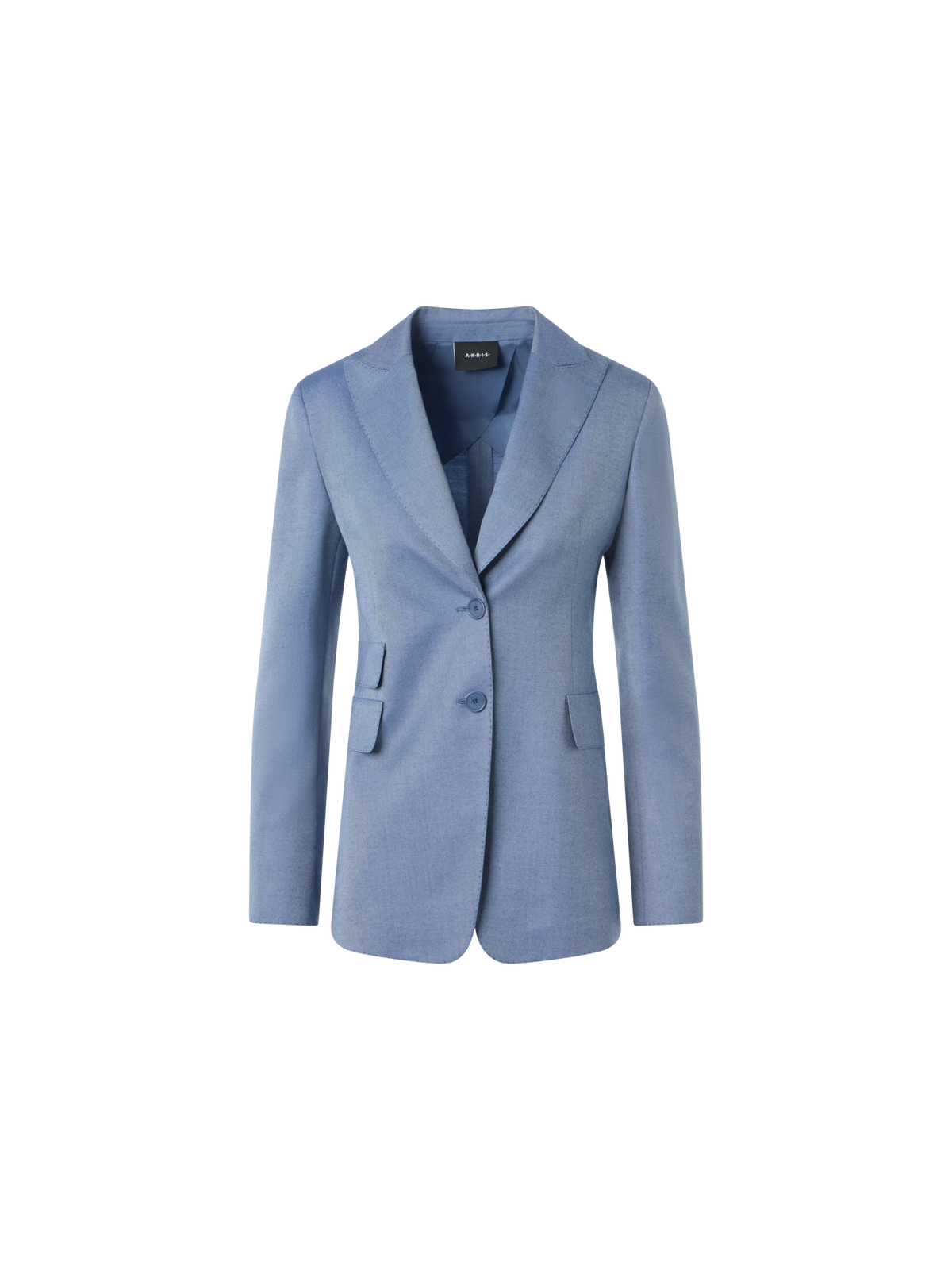 Designer Cashmere Silk Gabardine Tailored Jacket - blue