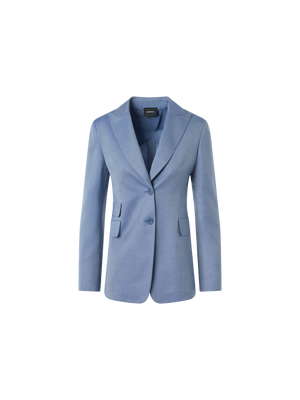 Designer Cashmere Silk Gabardine Tailored Jacket - blue