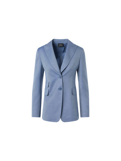 Designer Cashmere Silk Gabardine Tailored Jacket - blue