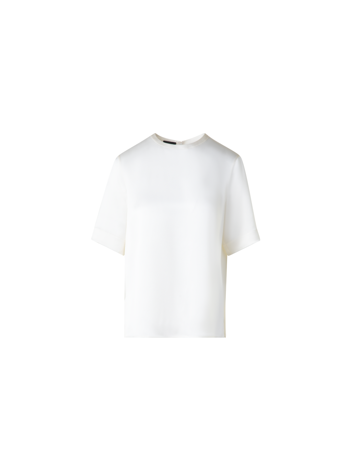 Designer T-Shirt Blouse in Silk Satin - neutral - ecru - white