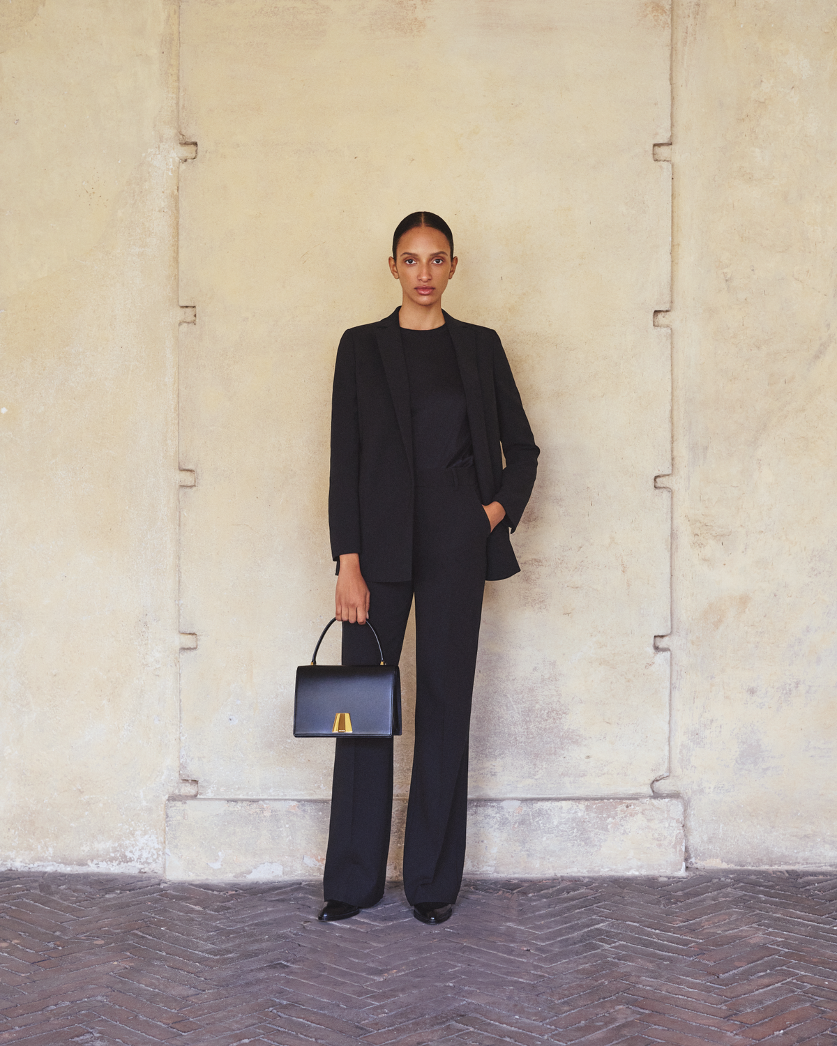 Designer Wool Double-Face Blazer with Elongated Lapel - black - navy - blue #editorial