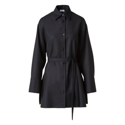 Oversized Wool Flannel Tunic Blouse