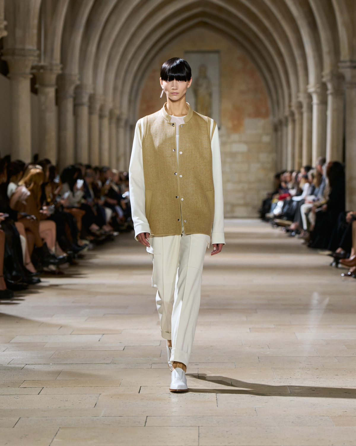 Designer Cargo Leather Pants - neutral - ecru - white #editorial