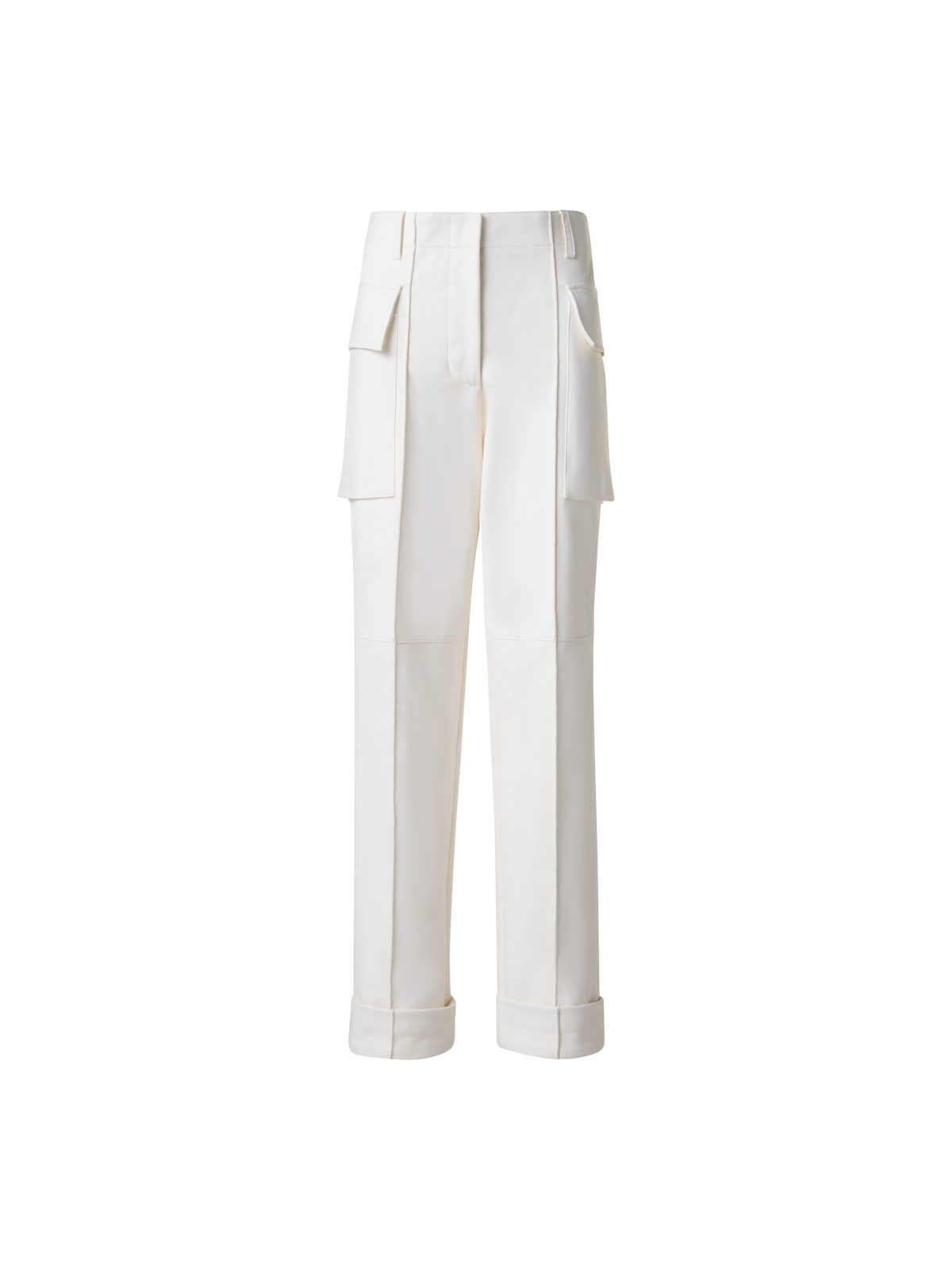 Designer Cargo Leather Pants - neutral - ecru - white