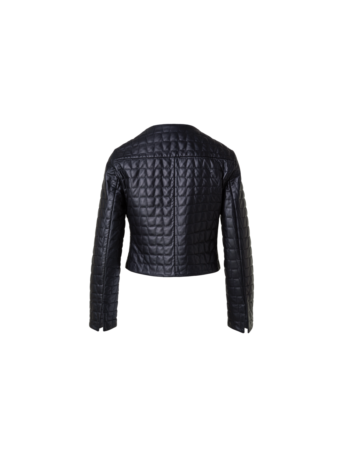 Designer Short Quilted Leather Jacket - black