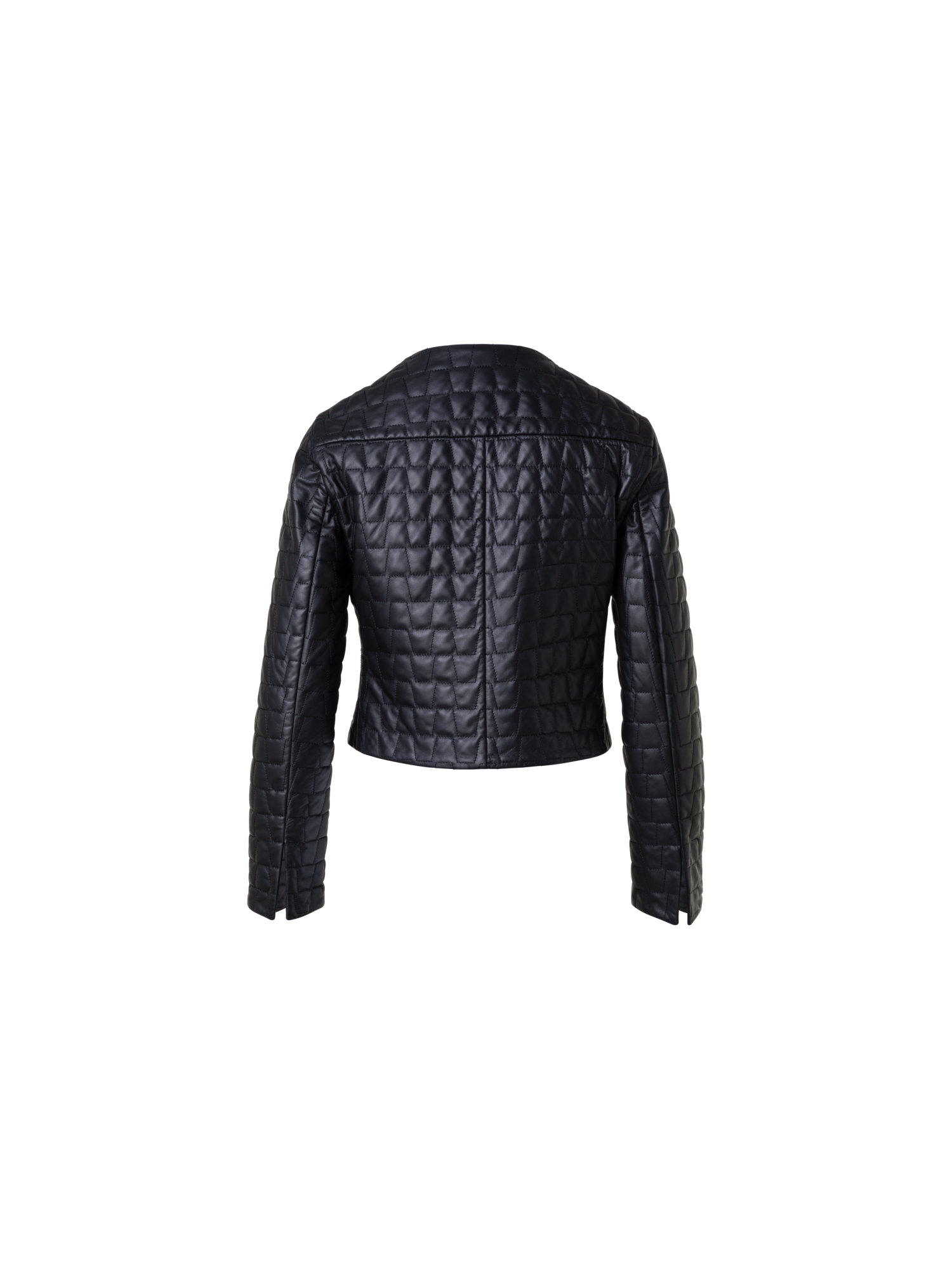 Designer Short Quilted Leather Jacket - black