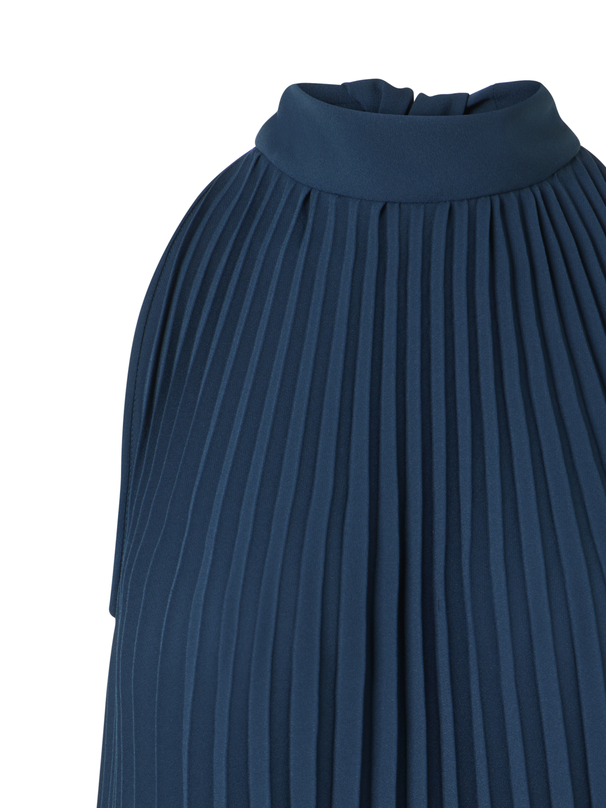 Designer A-Line Plissé Halter Mini Dress - navy