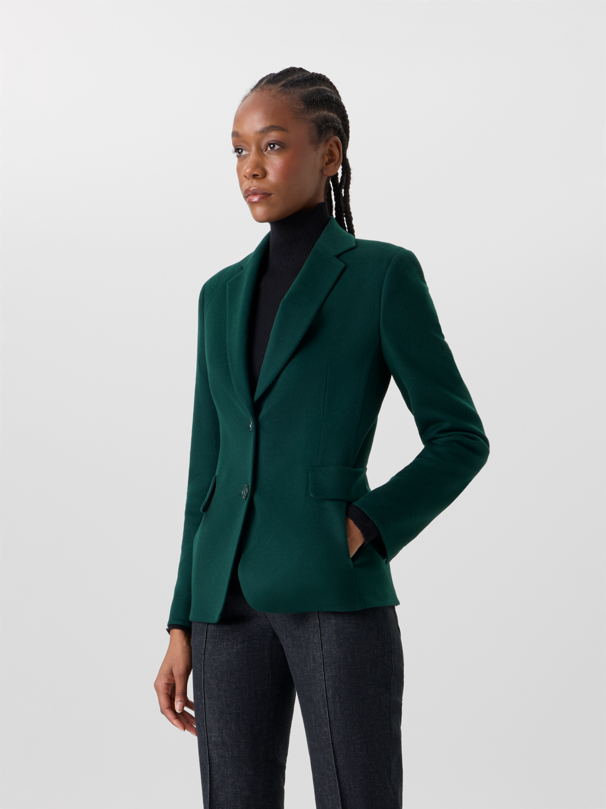 Designer Fitted Cashmere Double-Face Jacket - green 