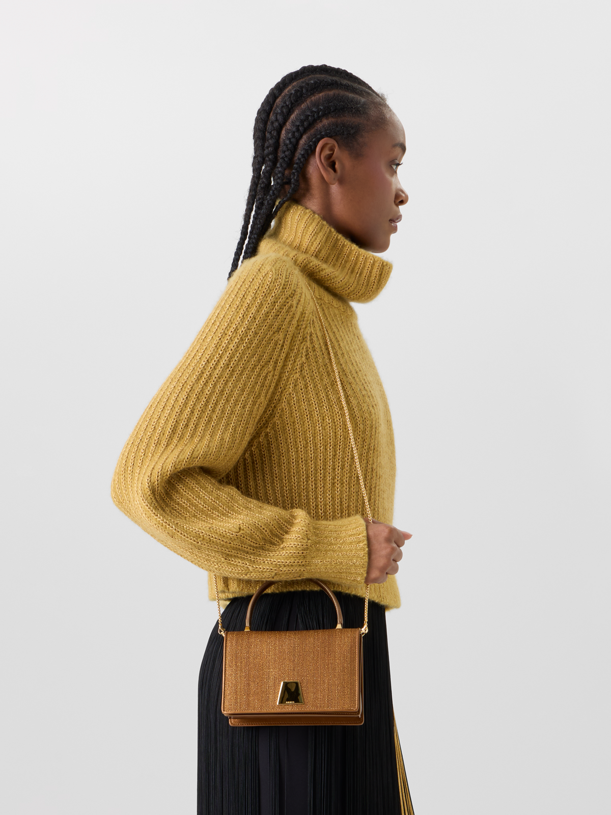 Designer Chunky Cashmere Silk Lamé Turtleneck - gold 