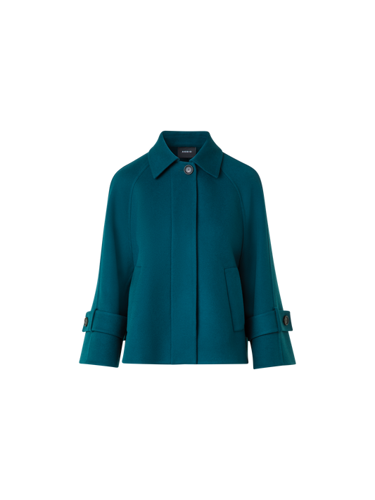 Designer Pure Cashmere Double-Face A-Line Jacket - green