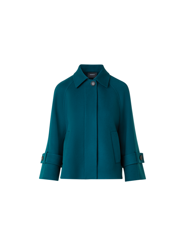 Designer Pure Cashmere Double-Face A-Line Jacket - green