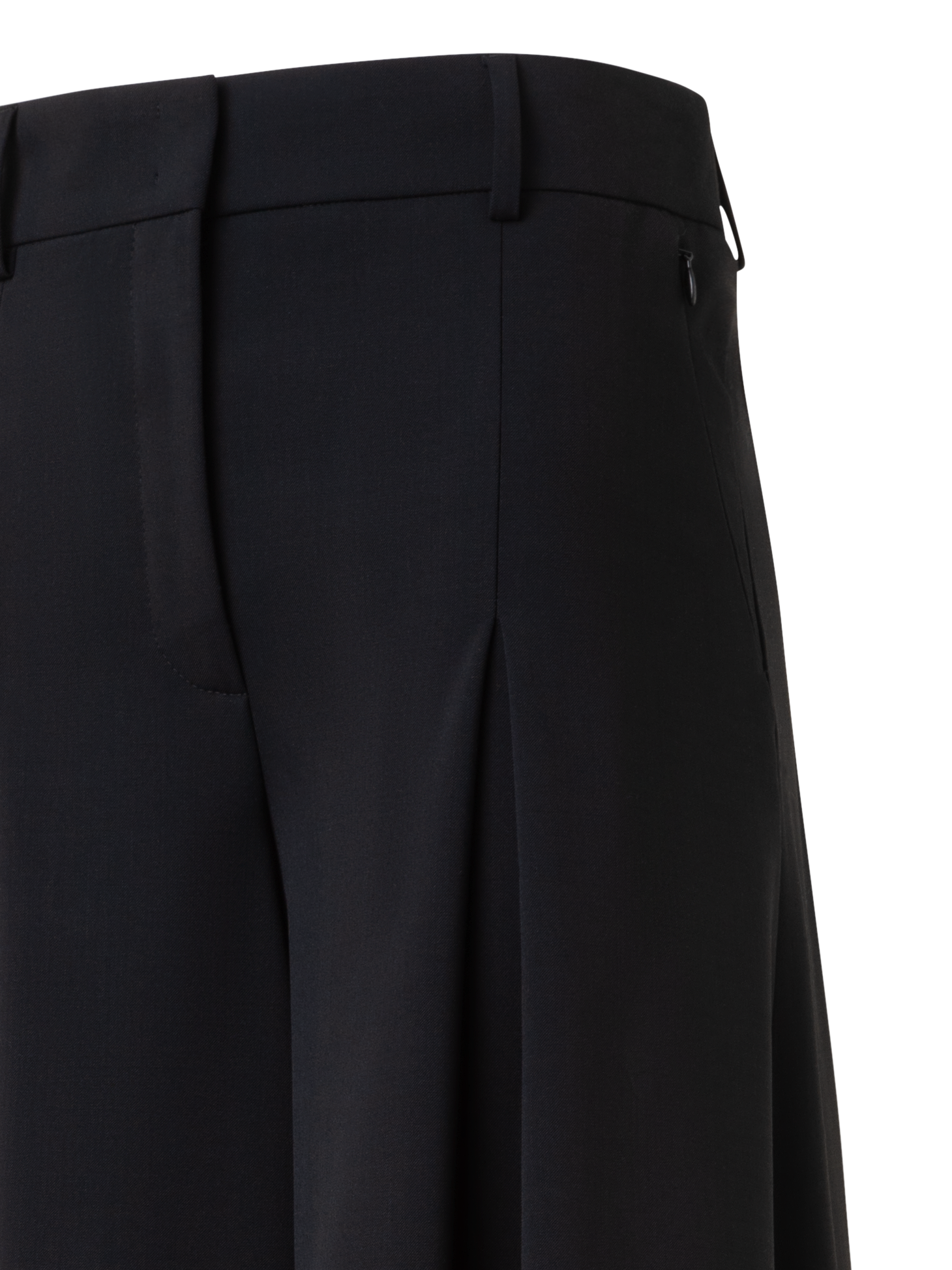 Designer Extra Wide Palazzo Wool Stretch Twill Pants - neutral - black