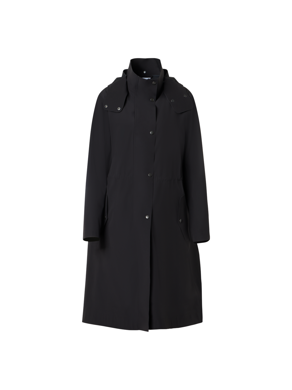 Designer Water-Repellent Fitted Techno Parka - black