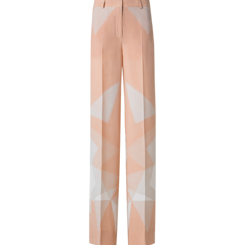 Wide Silk Pants with Chiaroscuro Print