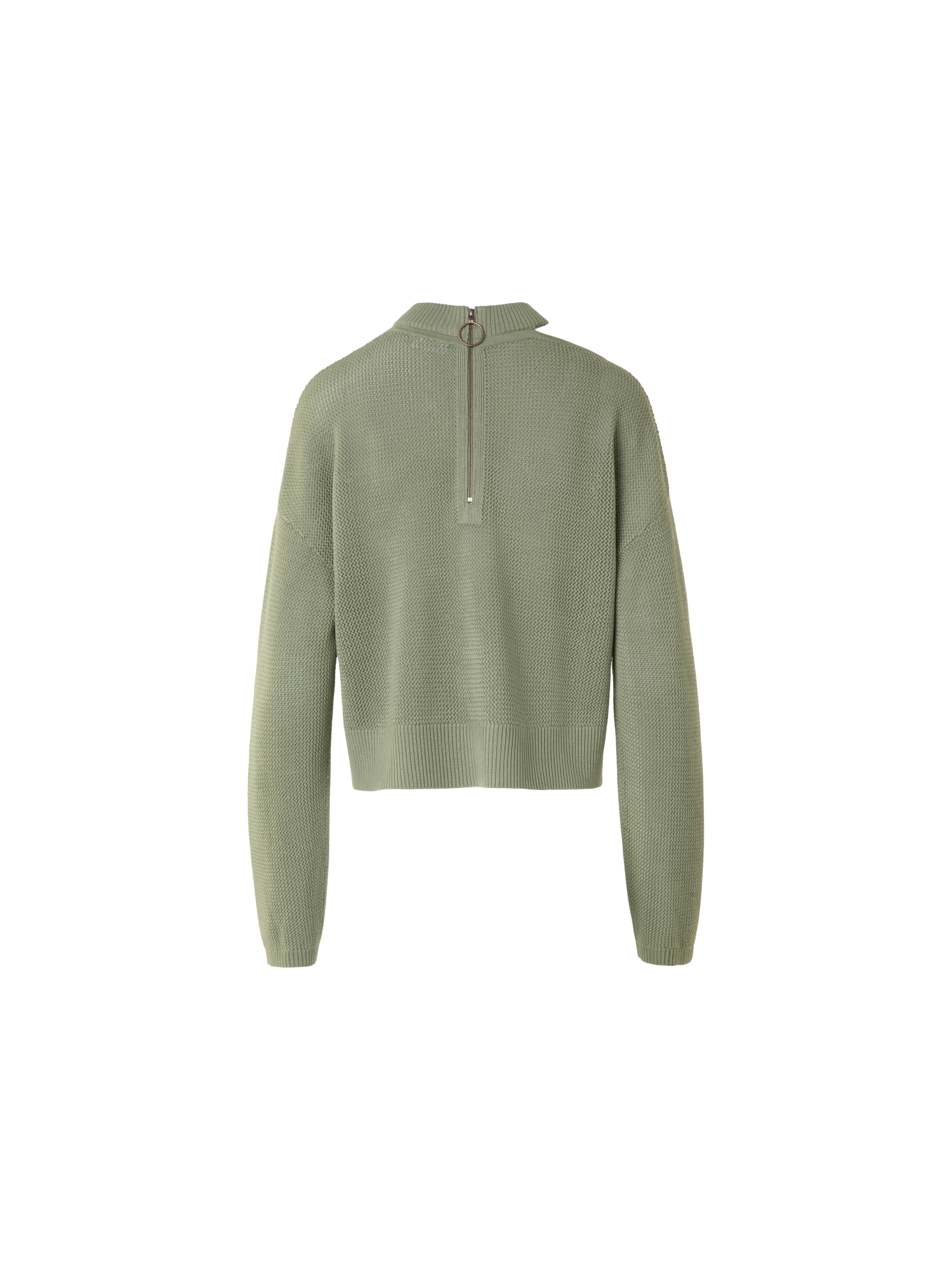 Designer Merino Wool Sweater with Shoulder Cut-Out - neutral - green