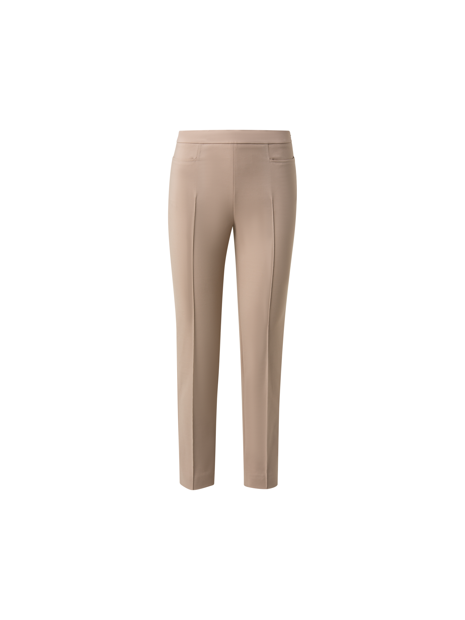 Designer Slim Ankle-Length Cotton Techno Stretch Pants - neutral - beige