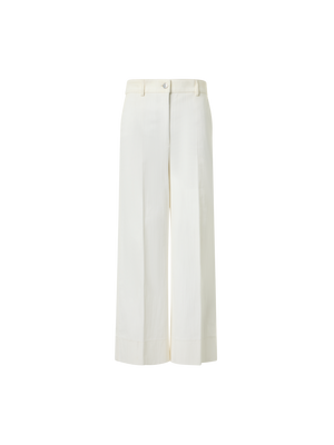 Designer Chiara High-Waist Cropped Wide Leg Denim Pants - ecru