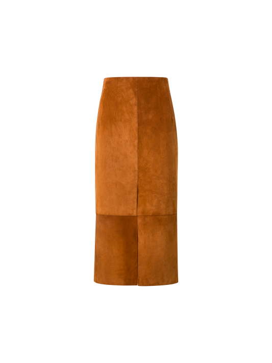 Designer Pencil Skirt in Suede - neutral - brown