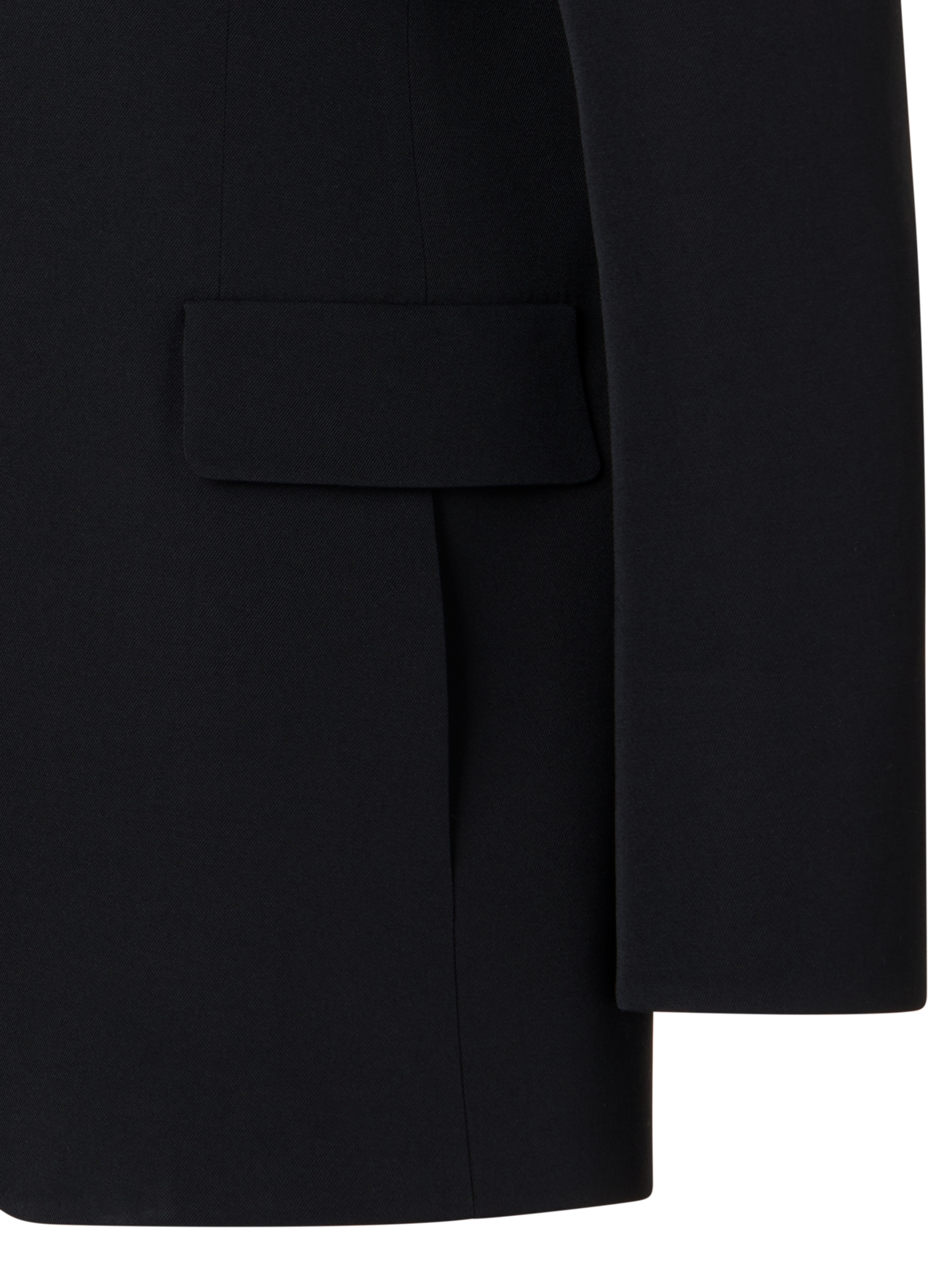 Designer Wool Gabardine Straight Jacket - black