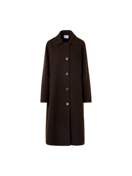 Designer Heavy Taglio Vivo Long Car Coat - brown