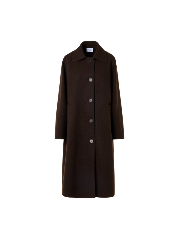 Designer Heavy Taglio Vivo Long Car Coat - brown