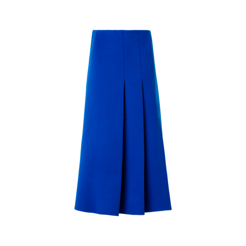 Pleated Wool Flannel Double-Face Midi Skirt