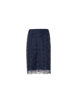 Designer Trapezoid Organza Pencil Skirt - navy