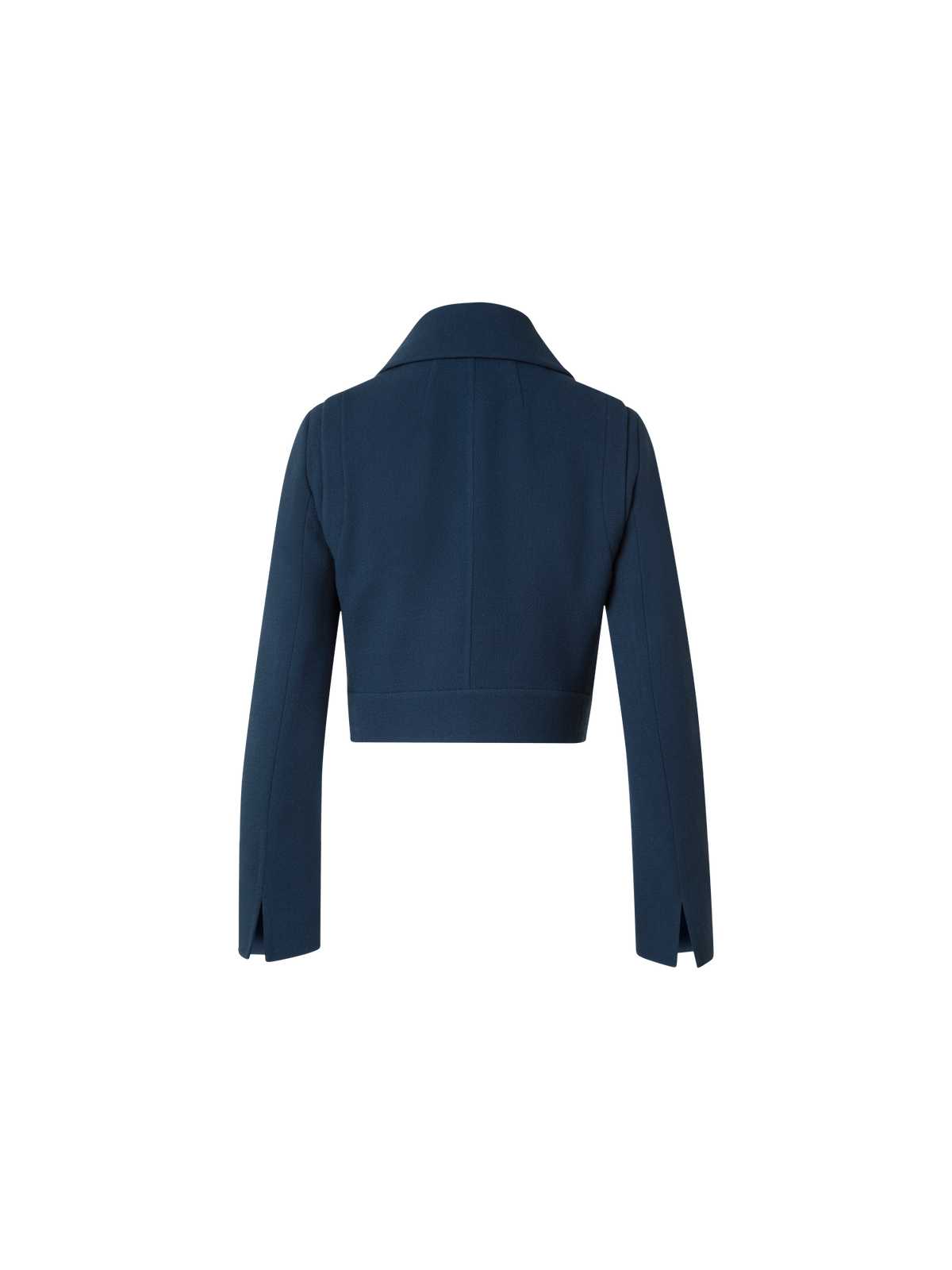 Designer Asymmetrical Short Jacket in Wool Double-Face - neutral - navy - blue