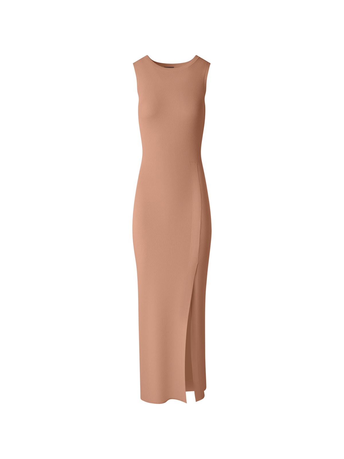 Designer Fitted Tube Knit Dress with Side Slit - beige