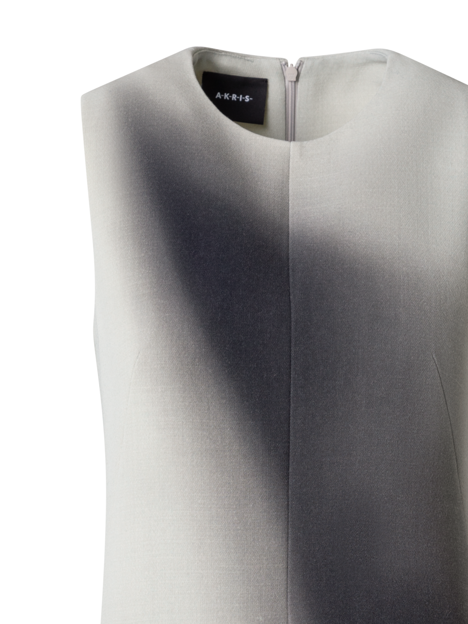 Designer Wool Double-Face Sheath Dress with Shadow Print - grey - multicolor