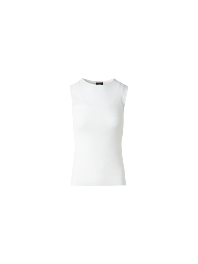 Designer Double Layered Knit Top in Sheer Cotton - ecru - white