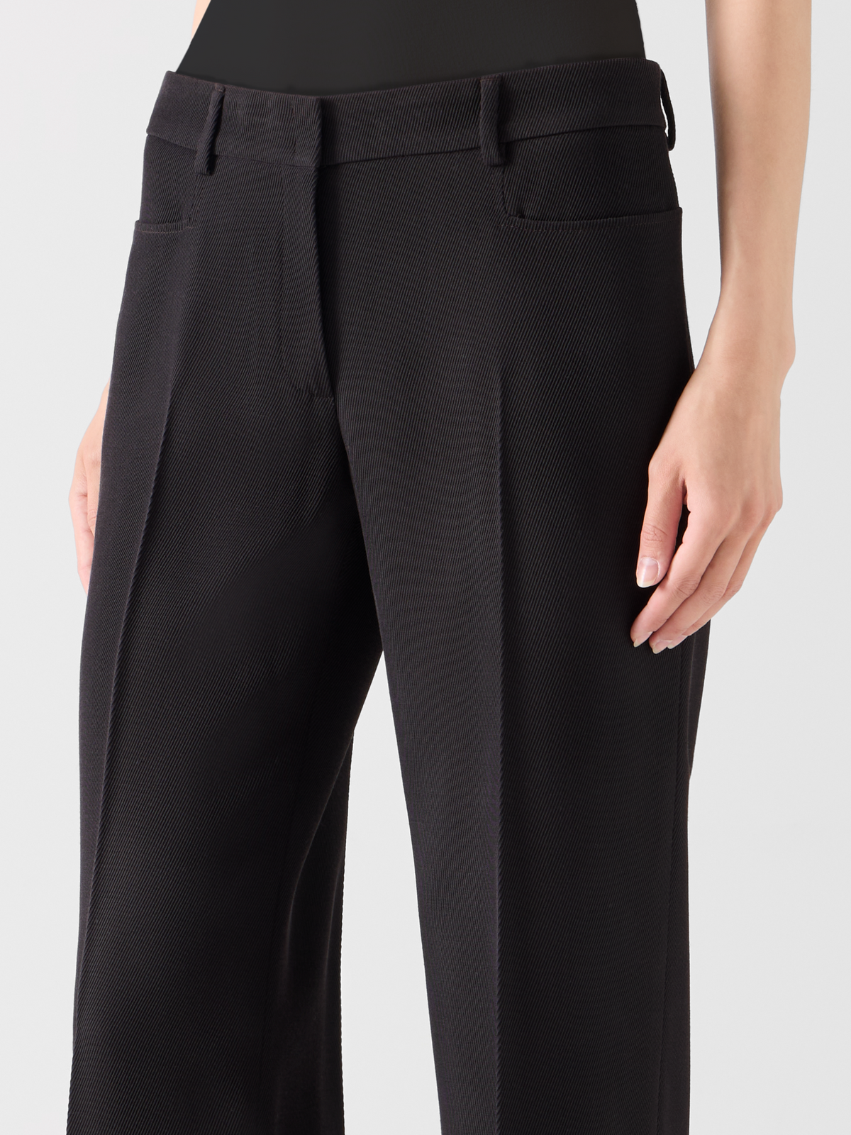 Designer Wool Tricotine Pants with Front Piping - brown #editorial