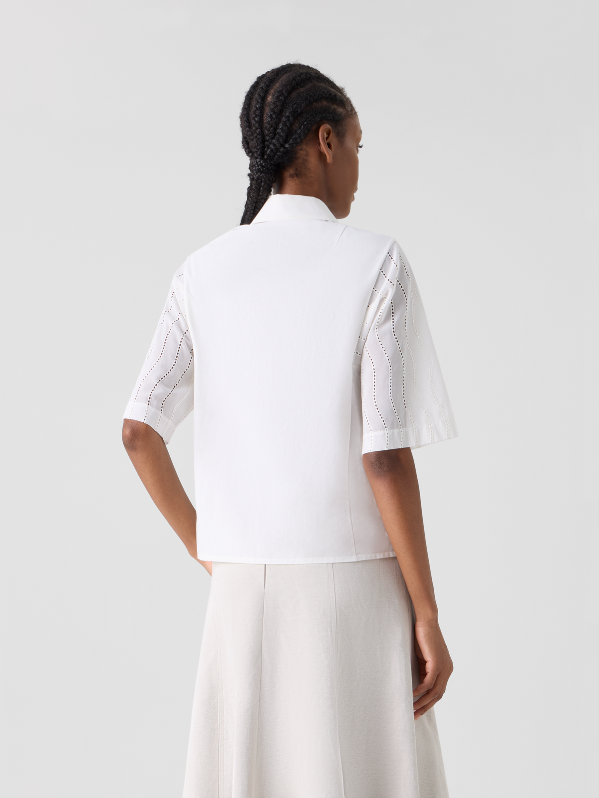 Designer Embroidered Boxy Cotton Blouse - ecru #editorial
