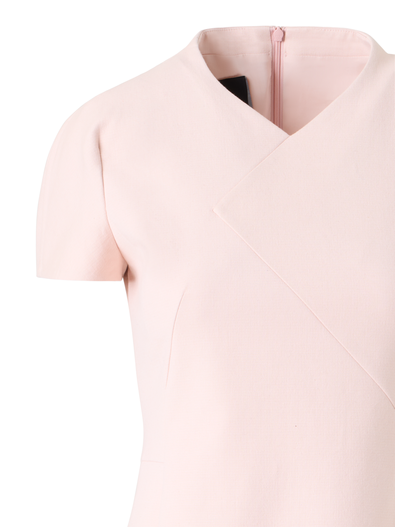 Designer V-Neck Sheath Dress in Cotton Silk Double-Face - pastel - pink